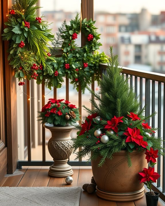 festive balcony foliage arrangements