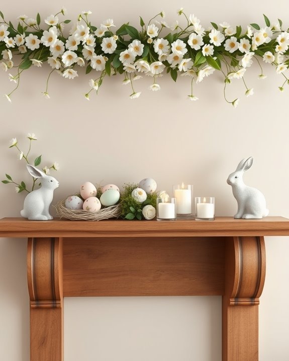 festive easter mantel decor