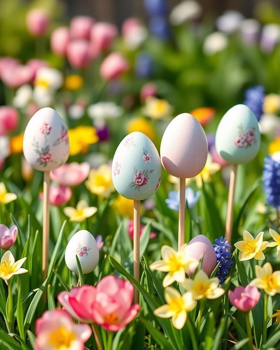 festive garden egg stakes