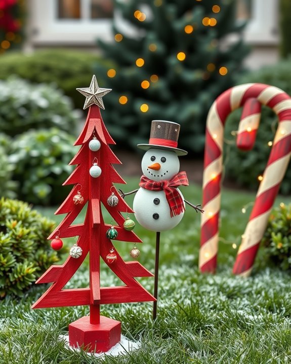 festive garden stakes display