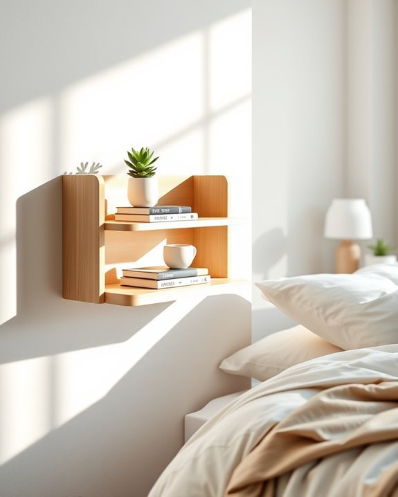 floating nightstand storage solution