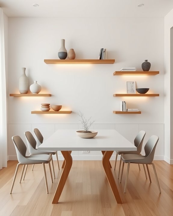 floating shelves with lighting