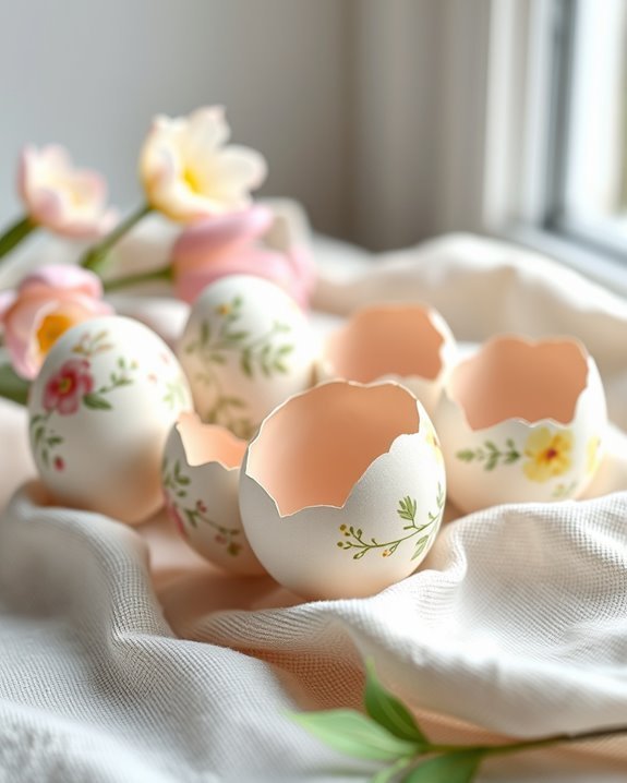 floral patterned decorated eggshells