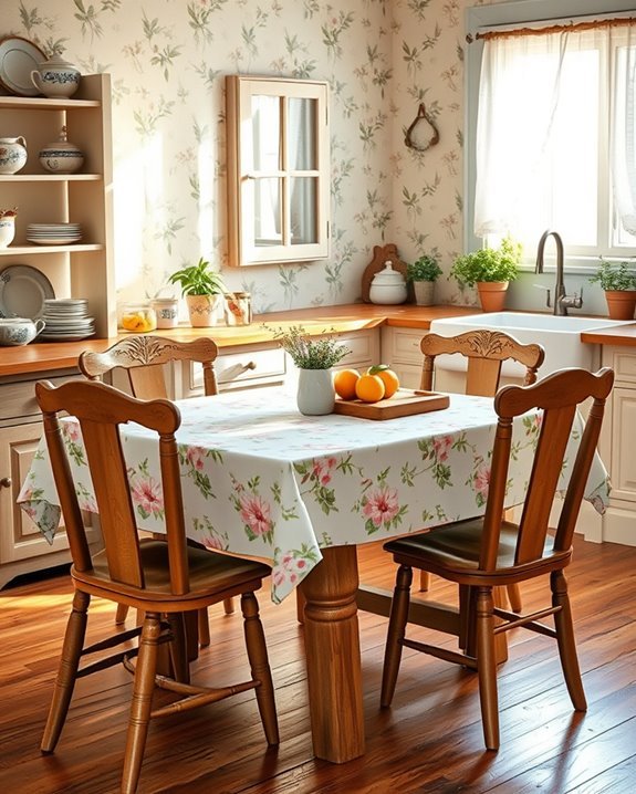 floral patterns enhance kitchen