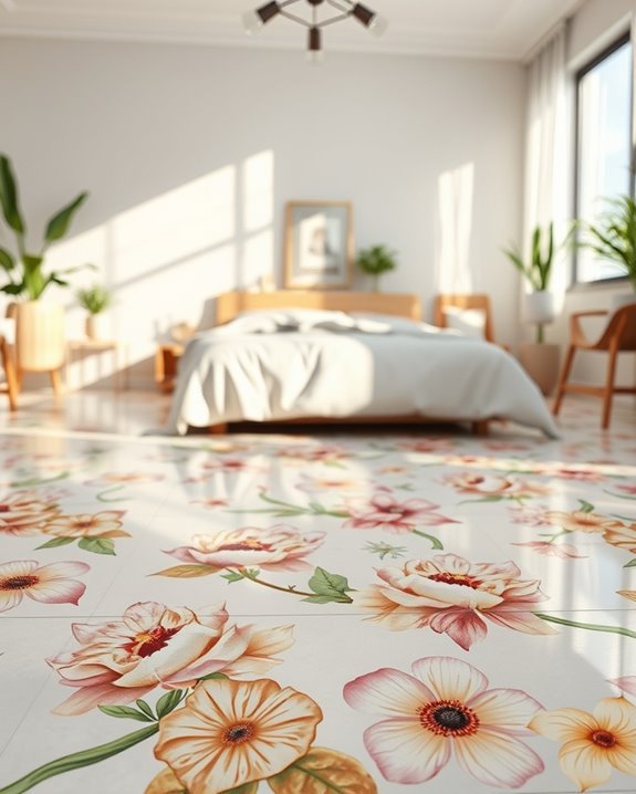 floral tiles enhance bedrooms