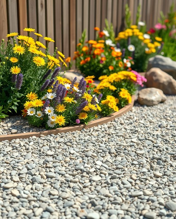 flower beds with gravel