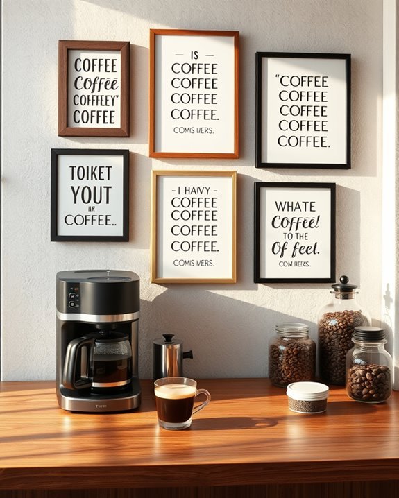 framed coffee quotes decor