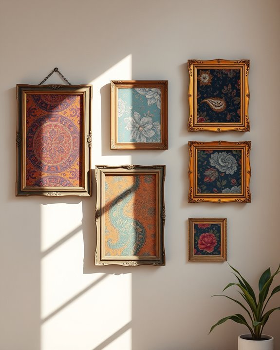 framed vintage fabric art