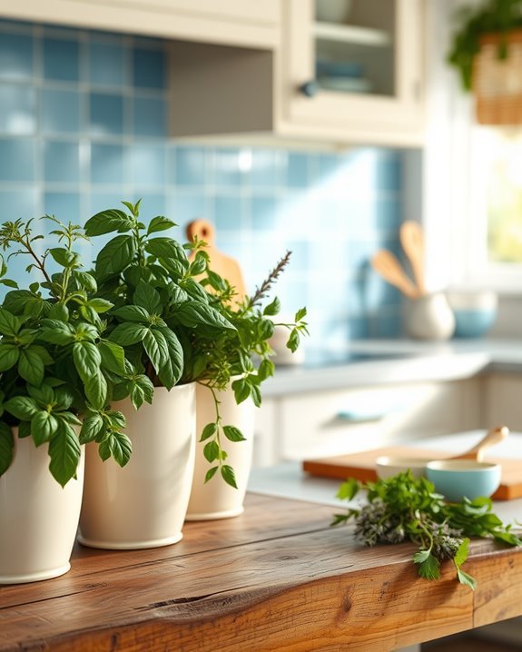 fresh blue cream herbs