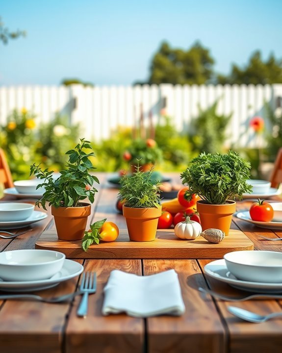 fresh herb table centerpieces