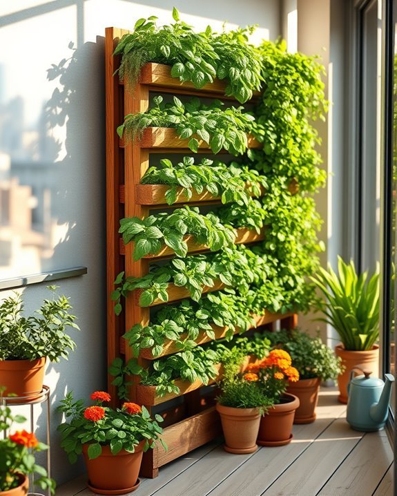 fresh herbs in vertical