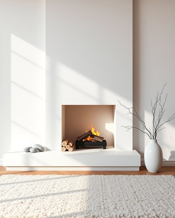 fresh whitewashed fireplace makeover