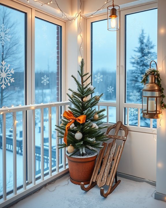 frosted holiday window displays