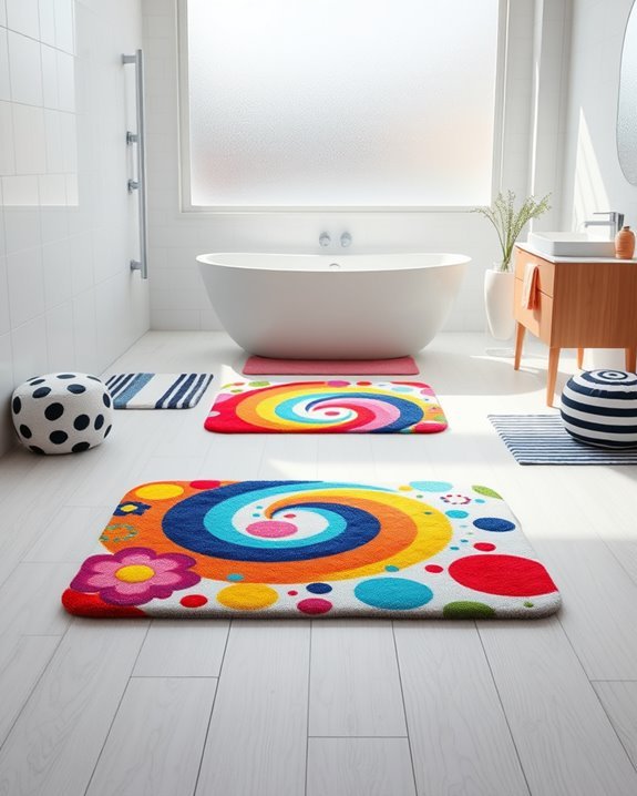 fun and vibrant shower mats