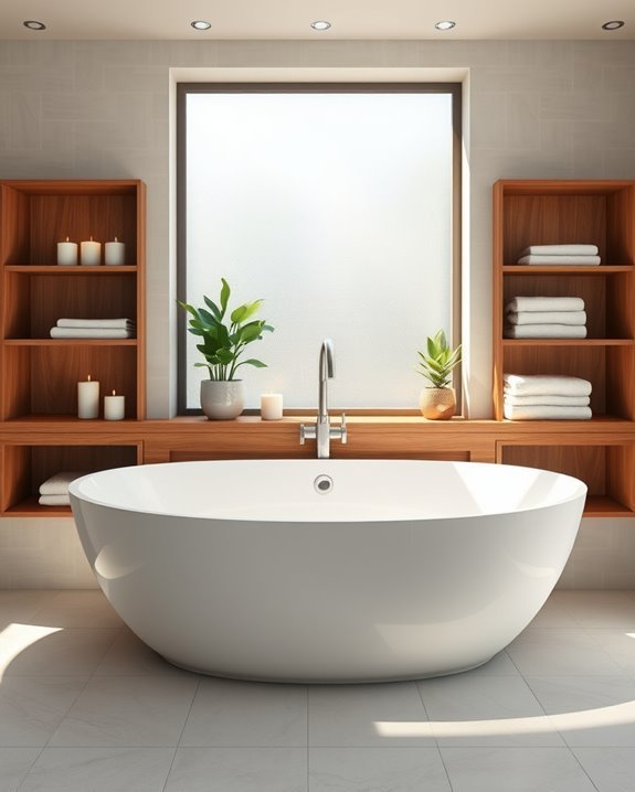 functional bathtub shelving design