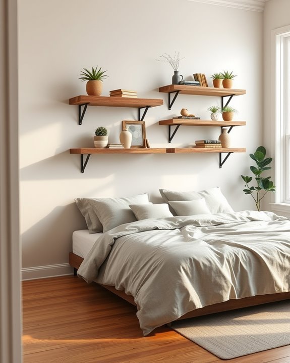 functional rustic floating shelves
