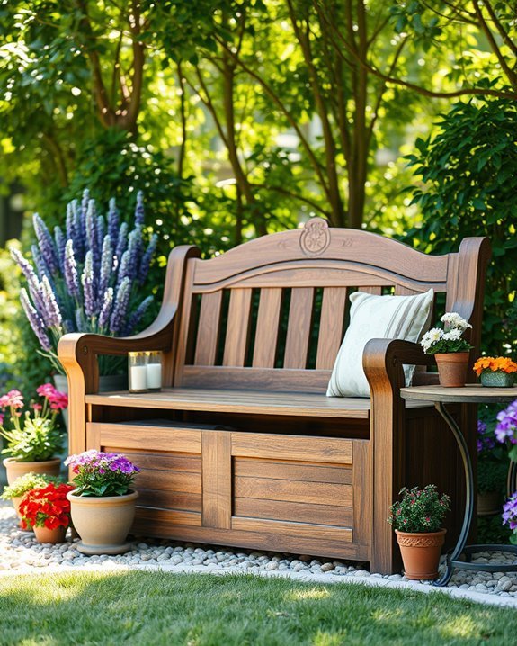 functional storage garden benches