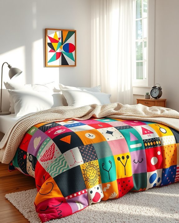 funky bedspread transforms bedroom