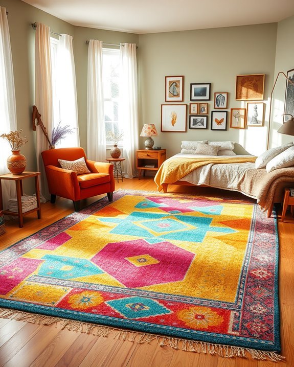 funky rugs enhance eclectic decor