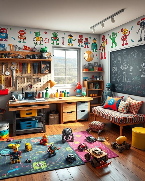 futuristic robot workshop design