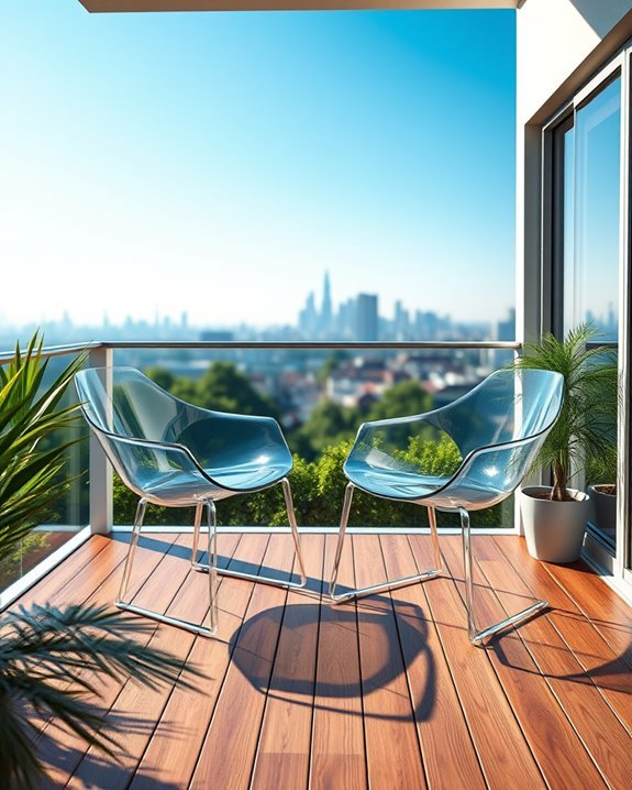 futuristic transparent balcony chairs