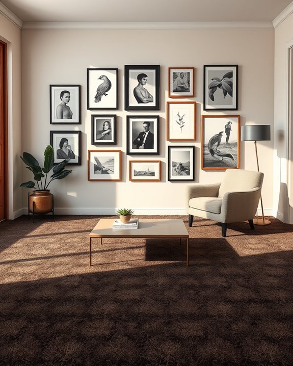 gallery wall on carpet