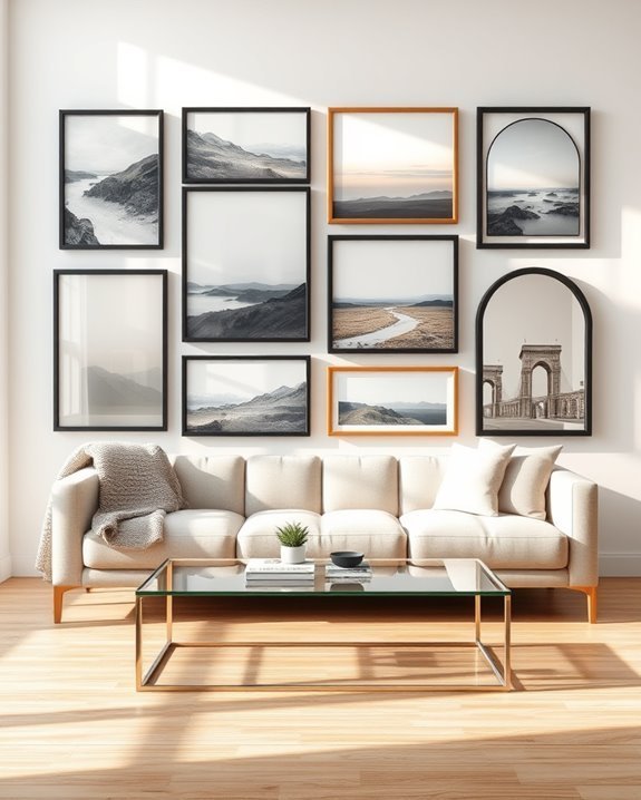 gallery wall with mirrors