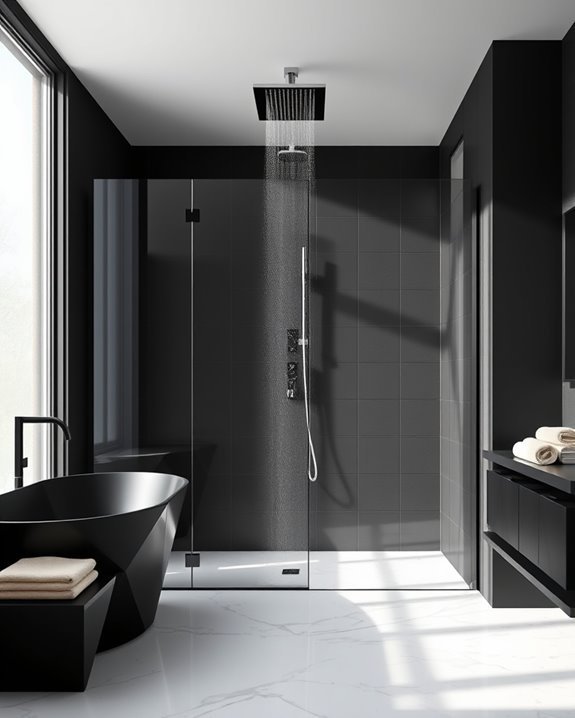 geometric black shower design