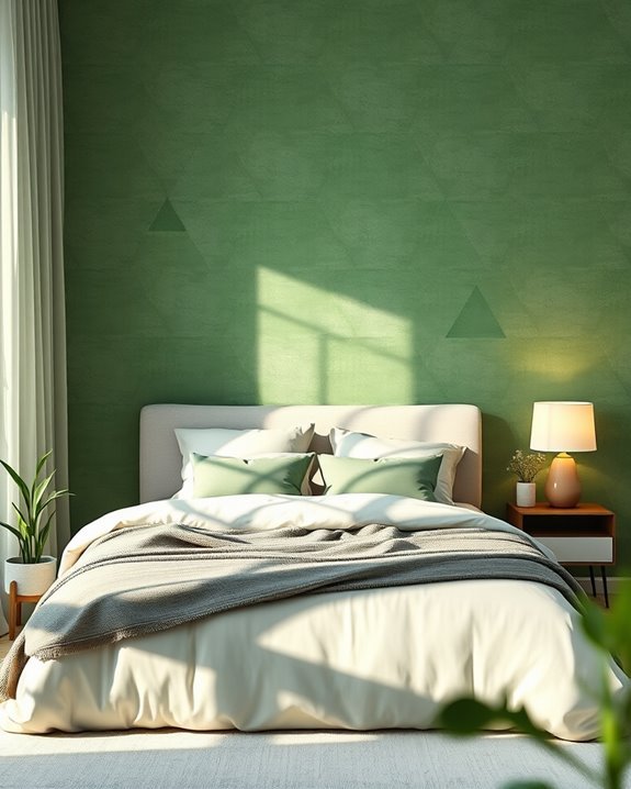 geometric green bedroom designs