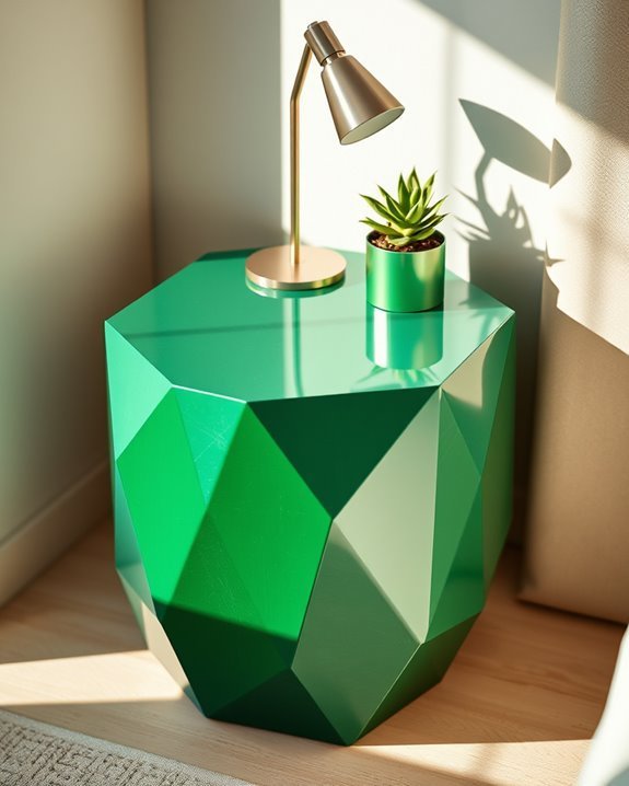 geometric green bedside table