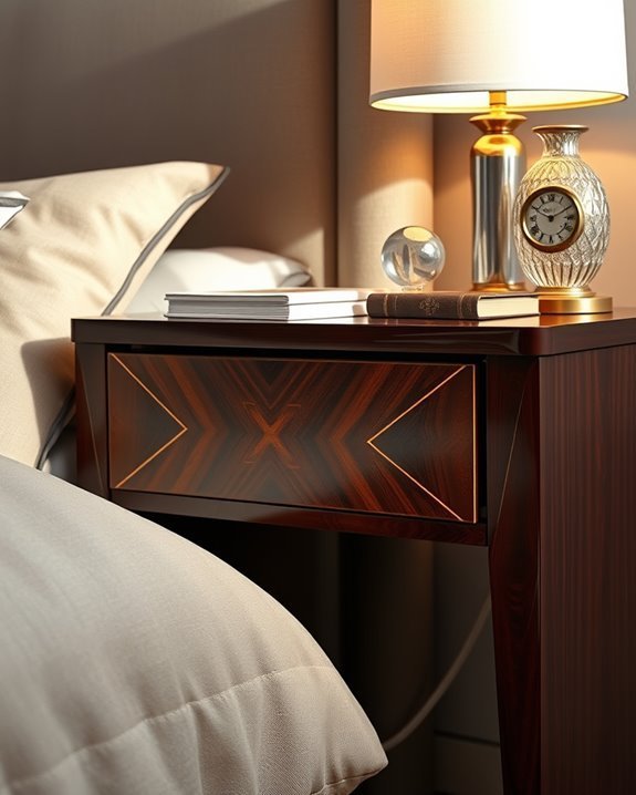 glamorous art deco bedside tables