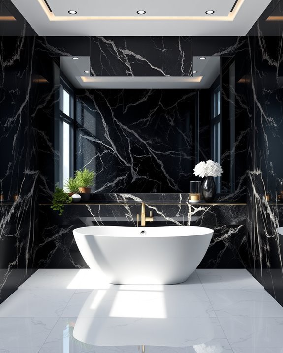 glamorous black marble mirrors