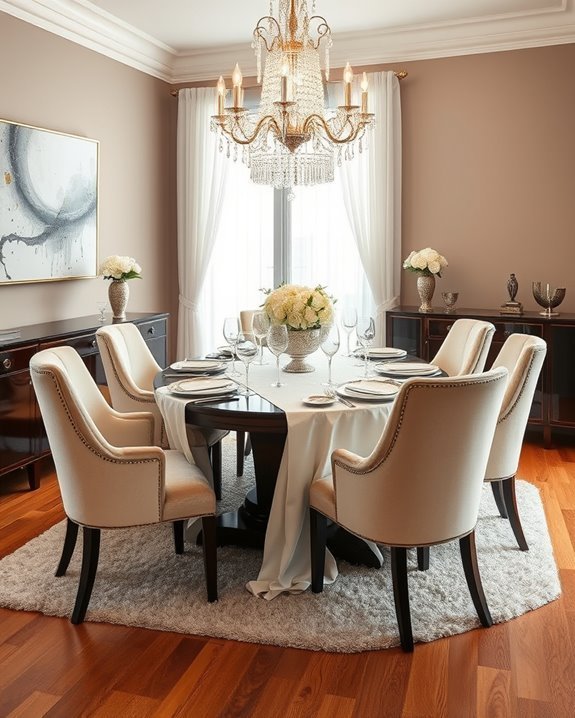 glamorous dining space accents