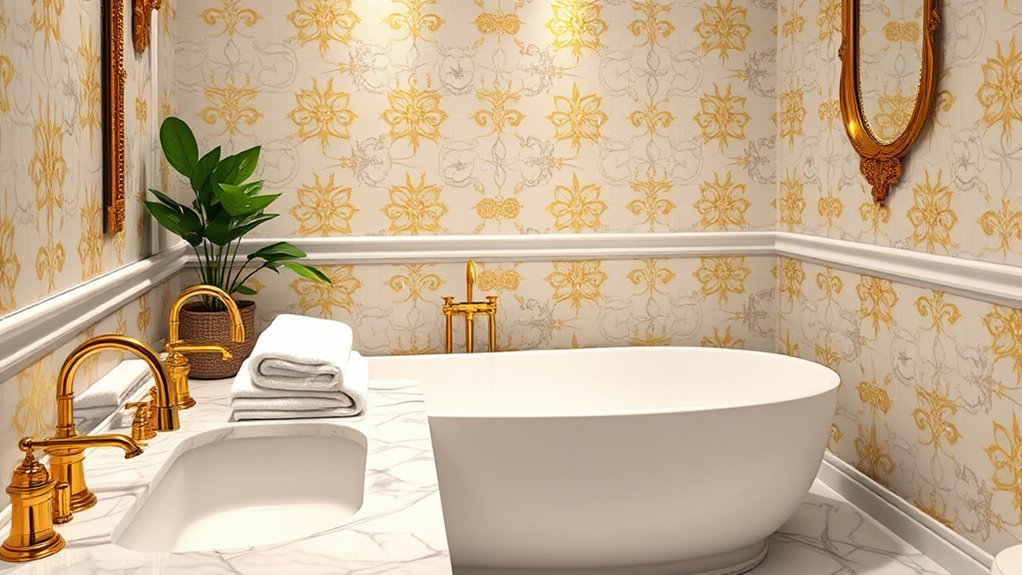 glamorous gold accented bathrooms