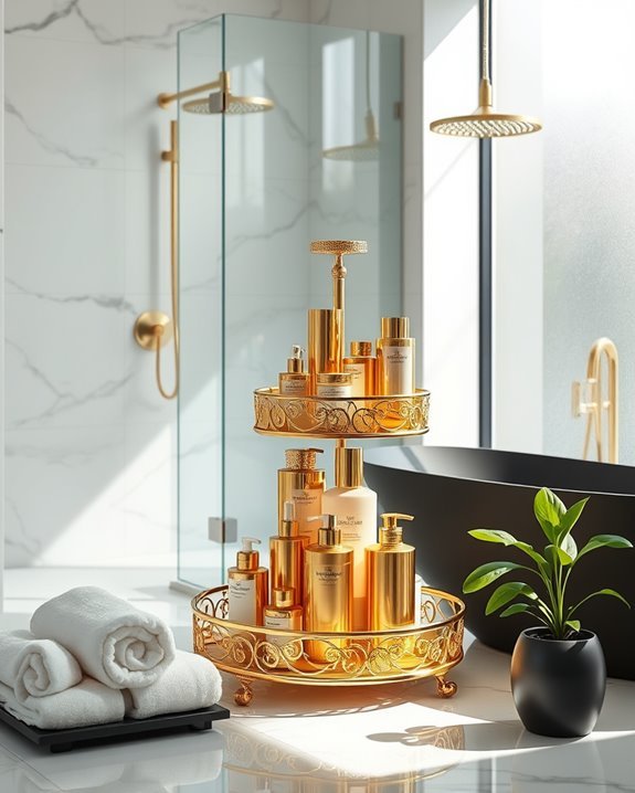 glamorous gold shower storage