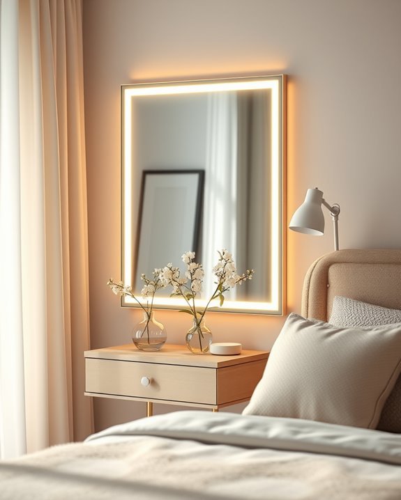 glamorous lighted mirror decor