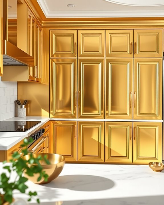glamorous metallic gold cabinets