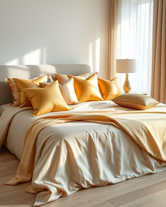 glamorous metallic gold pillows
