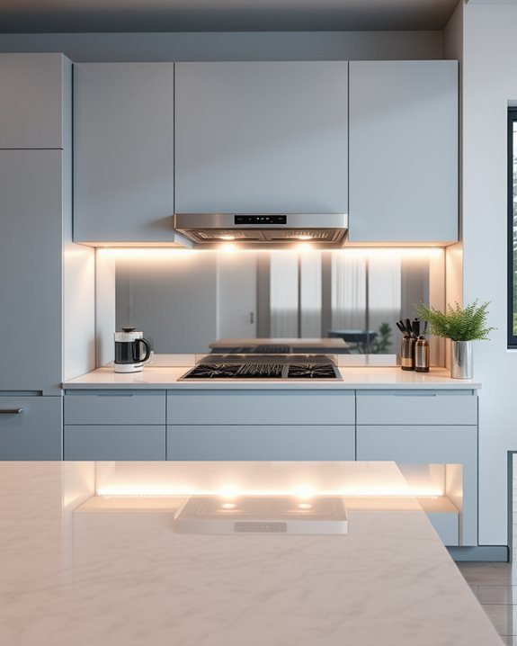 glamorous mirrored backsplash lighting