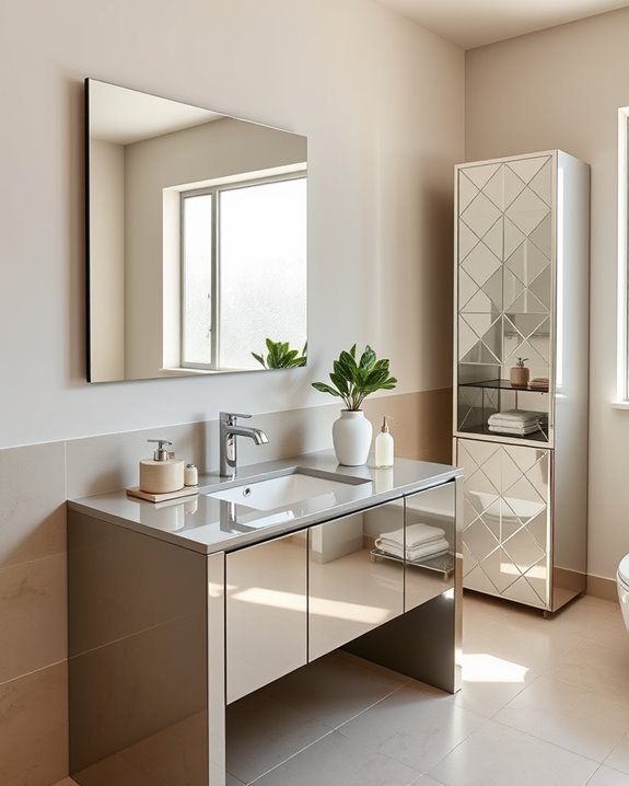 glamorous mirrored furniture accents