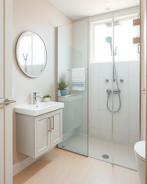 glass partition enhances bathrooms