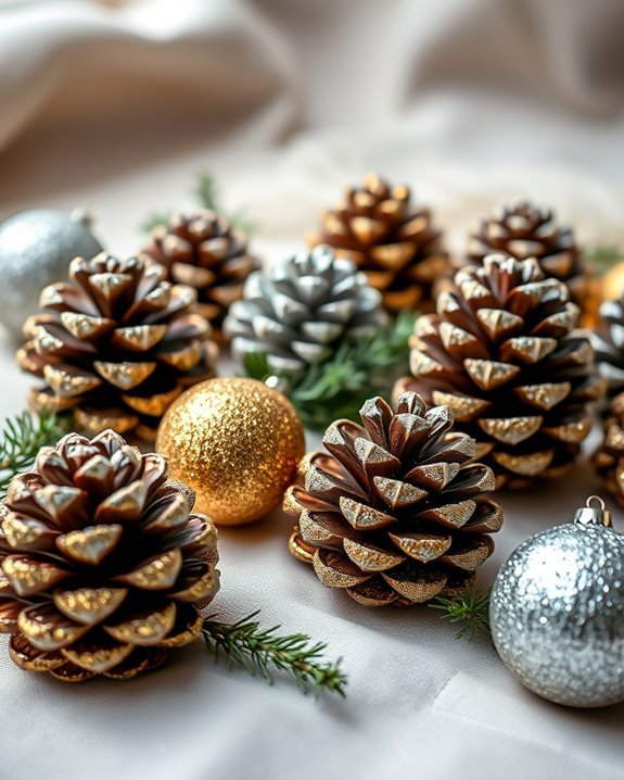 glittery pinecone yard decorations