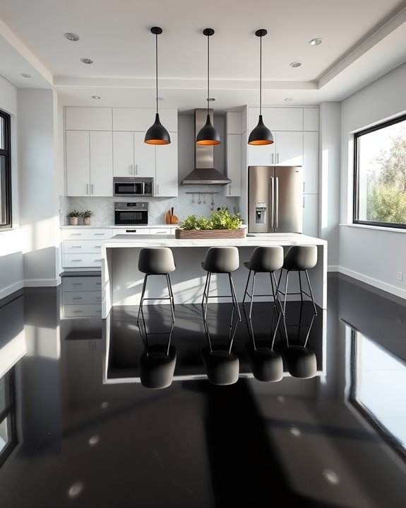 glossy black epoxy floors