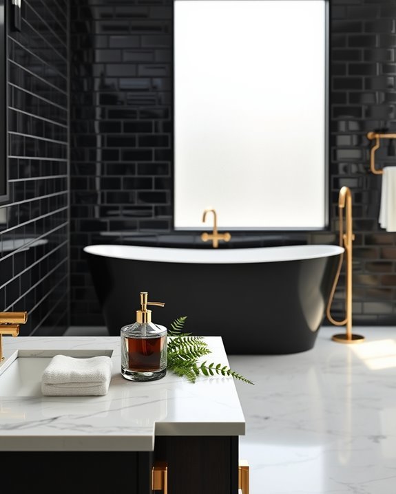glossy black tile elegance