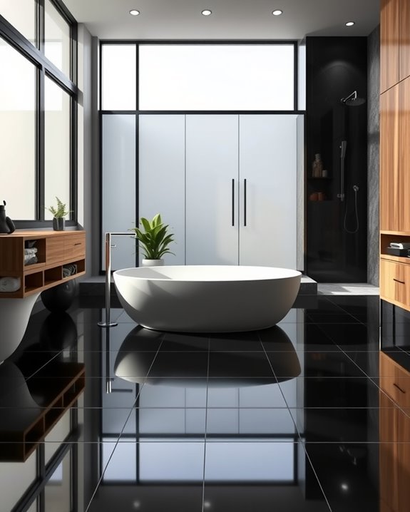 glossy black tile elegance