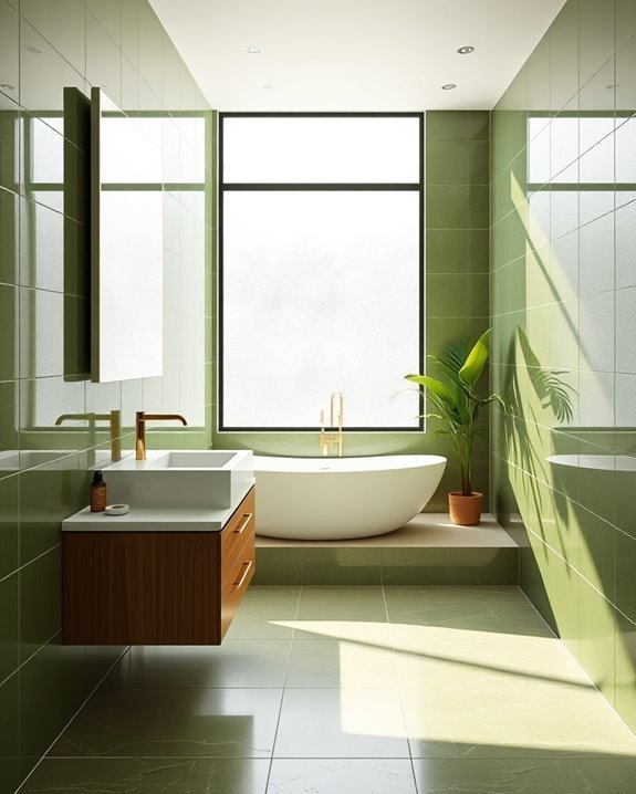 glossy olive green tiles