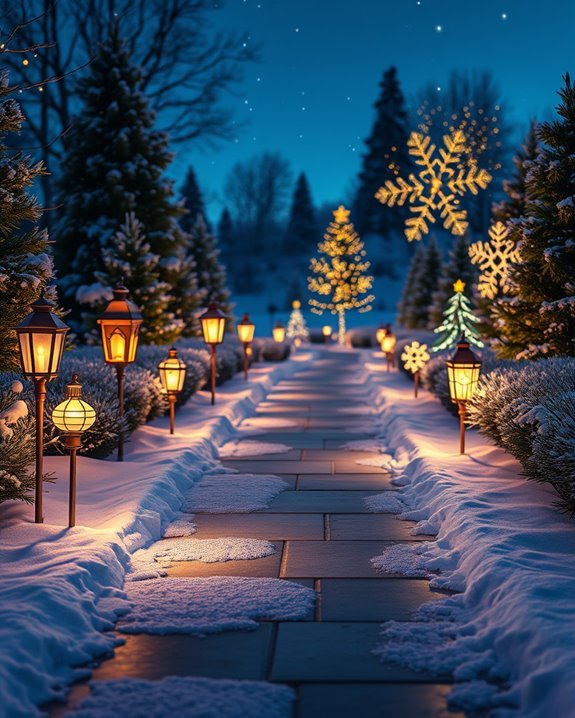 glowing pathway markers illuminate