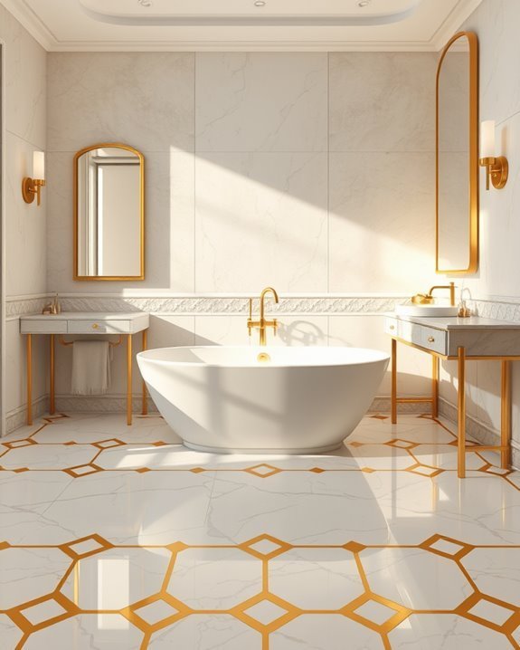 gold accents elevate bathrooms