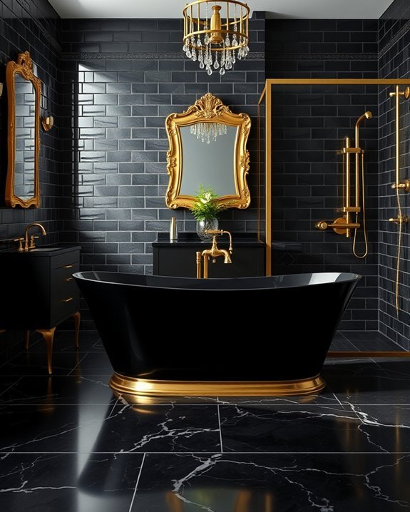 gold accents on black