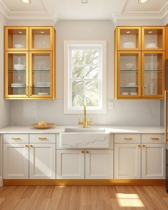 gold open frame cabinet designs